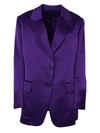 Tom Ford Single Breasted Satin Boyfriend Jacket In Pink &amp; Purple