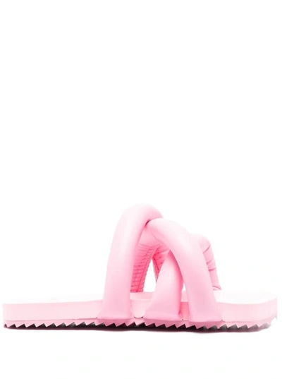 Yume Yume Rounded-strap Flat Slides In Pink