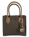 Michael Kors Mercer Brown Medium Messenger Leather Bag In Brown Mk/gold