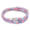ANCHOR & CREW PROJECT-RWB RED WHITE & BLUE DUNDEE SILVER & ROPE BRACELET