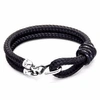 ANCHOR & CREW Black Great Yarmouth Silver & Rope Bracelet