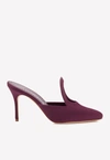 Manolo Blahnik Fugati 90 Cut-out Satin Mules In Purple