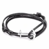 ANCHOR & CREW Coal Black Admiral Anchor Silver & Flat Leather Bracelet
