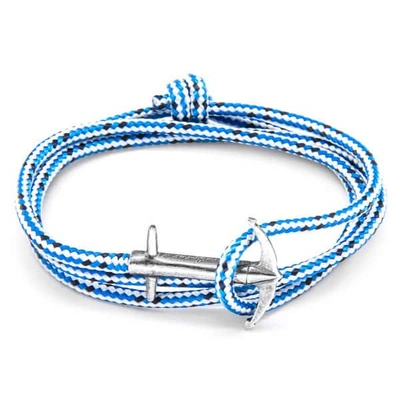 Anchor & Crew Blue Dash Admiral Anchor Silver & Rope Bracelet