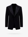 Ferragamo Wool Blazer With Satin Profiles In Black