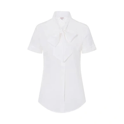 Gucci White Silk Bow Blouse