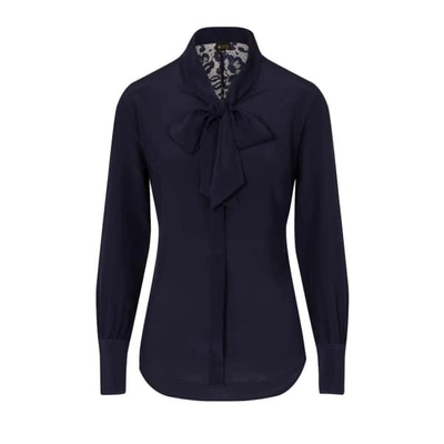 Gucci Midnight Blue Silk Bow Blouse