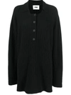Rus Button-front Ribbed Jumper In Ink
