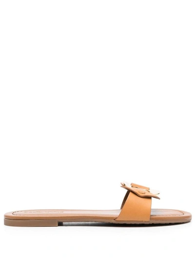 See By Chloé 5mm Chany Leather Sandal Flats In Brown