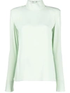 Veronique Leroy Véronique Leroy High Neck Zipped Long Sleeves Top In 70 Mint