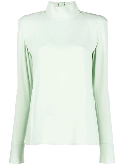 Veronique Leroy Raw-cut Edge Long-sleeved Top In 70 Mint
