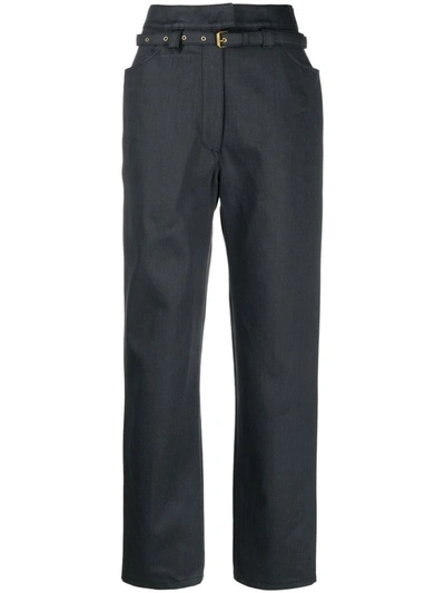 Veronique Leroy Belted-waist Tailored Trousers In 86 Slate