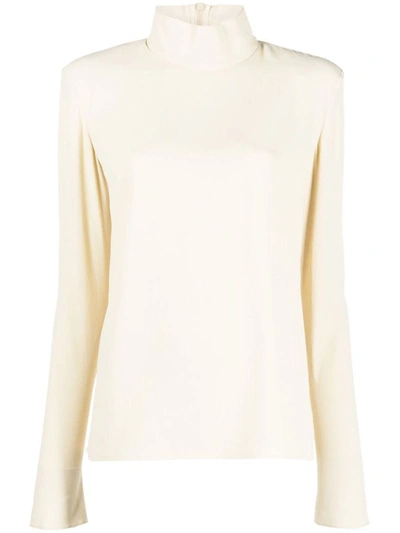 Veronique Leroy Raw-cut Edge Long-sleeved Top In 12 Plaster