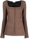 Veronique Leroy Véronique Leroy Zipped Front Fitted Jacket In 35 Chestnut