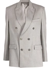 Wardrobe.nyc Release 01 Checked Wool Double-breasted Blazer In Grey Grey