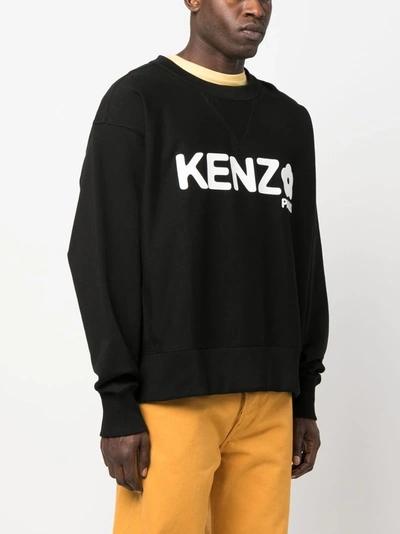 Kenzo Boke Flower Print Cotton Sweatshirt In Black