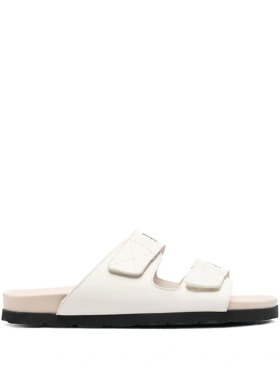 Palm Angels Logo Sandal In Off White,beige