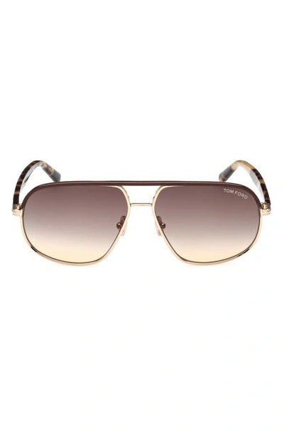 Tom Ford Maxwell 59mm Pilot Sunglasses In Gold