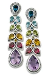 Samuel B. Sterling Silver Multi Gem Statement Earrings In Multi