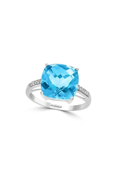Effy 14k Diamond Topaz Ring Necklace In Blue