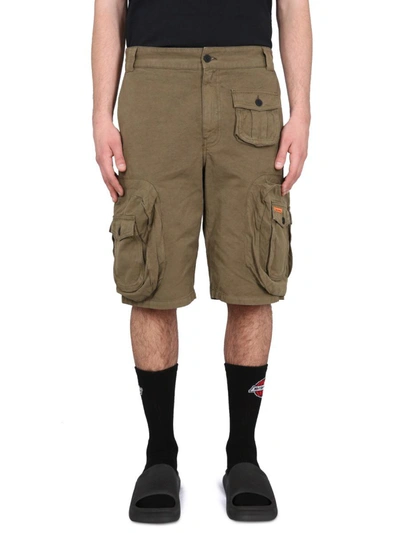 Heron Preston Canvas Cargo Shorts In Green