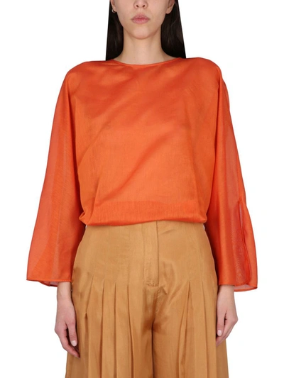 Alberta Ferretti Cotton And Silk Shirt In Orange