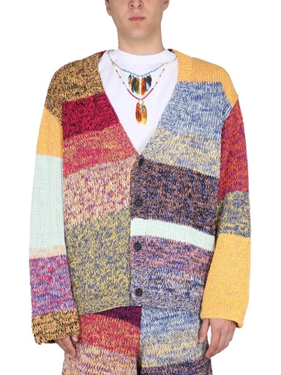 Marcelo Burlon County Of Milan Marcelo Burlon Cross Stripes Knit Cardigan In Blue
