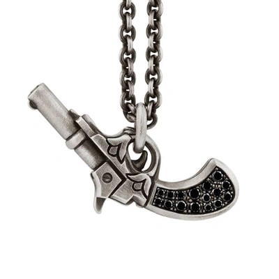Gucci Gun Pendant In Sterling Silver With Black Diamonds