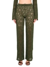 Gcds Lurex Monogram Macrame' Trousers In Green