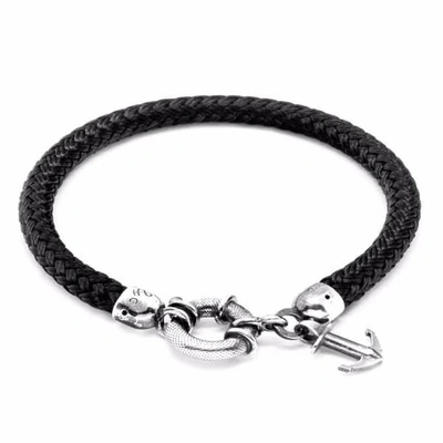 Anchor & Crew Black Salcombe Silver And Rope Bracelet