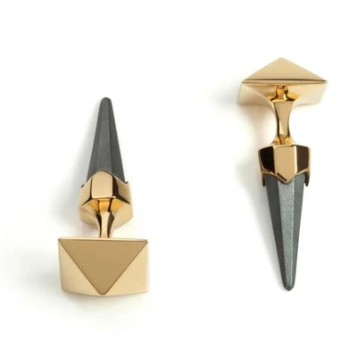 Gucci Oxidised Black Silver Tip Cufflinks Gold