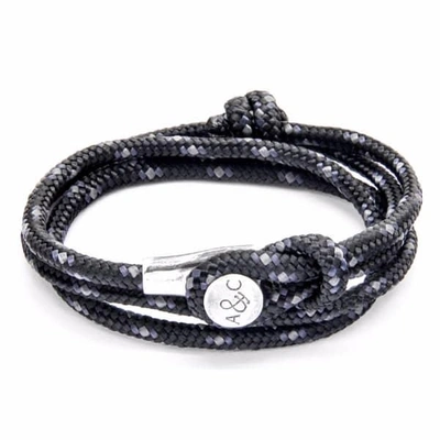Anchor & Crew Black Dundee Silver & Rope Bracelet