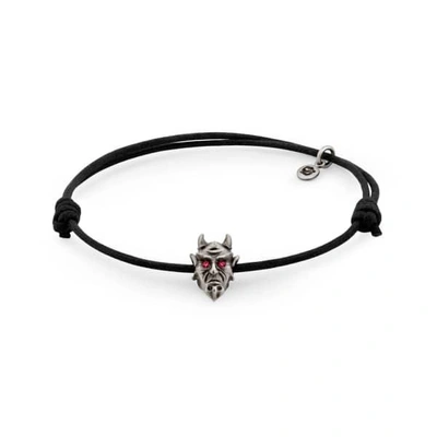 Gucci Devil Bracelet In Oxidized Silver With Ruby Eyes