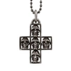 GUCCI MULTI SKULL CROSS STERLING SILVER PENDANT NECKLACE