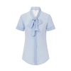 GUCCI SKY BLUE SILK BOW BLOUSE