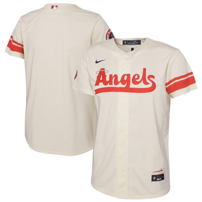 Nike Kids' Youth  Cream Los Angeles Angels 2022 City Connect Replica Team Jersey In Brown