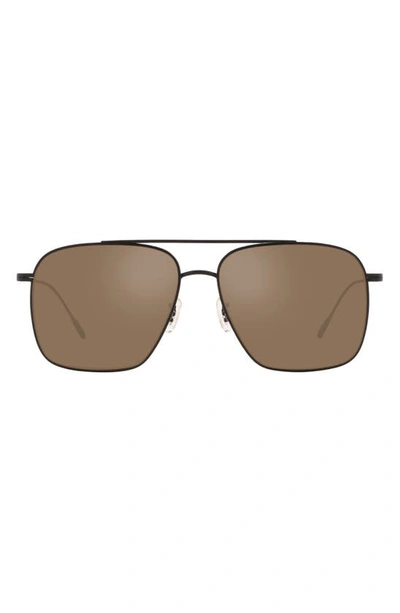 Oliver Peoples Men's Dresner Titanium & Crystal Aviator Sunglasses In Brown/brown Mirrored Solid