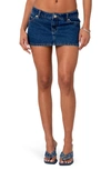 Edikted Spencer Low Rise Denim Skirt In Blue