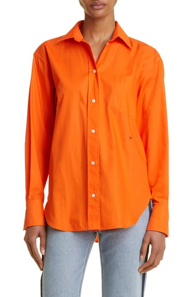 Victoria Beckham Cropped Organic Cotton-poplin Shirt In Orange