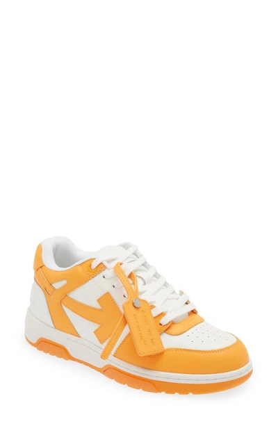 Off-white Out Of Office Panelled Leather Sneakers In Orange