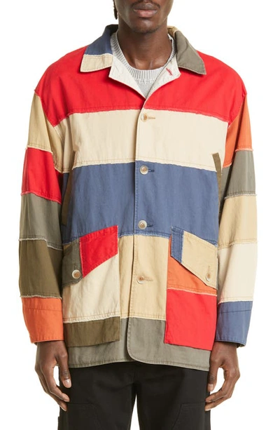 Flagstuff Patchwork Cotton Safari Jacket In Green Multi | ModeSens