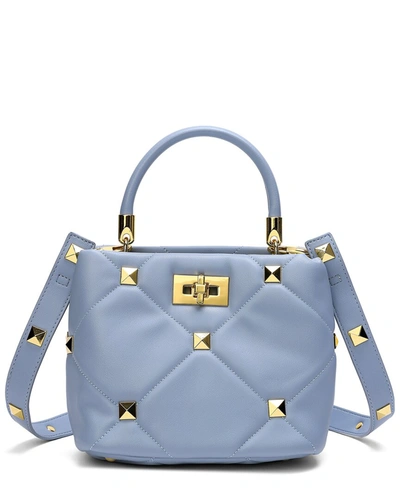 Tiffany & Fred Quilted & Studded Leather Satchel In Blue