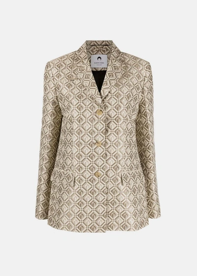 Marine Serre Regenerated Crescent Moon Blazer In Beige