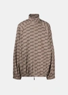 Balenciaga Brown Monogram Print Track Jacket In Beige