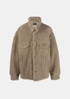 Balenciaga Logo Embroidered Fleece Jacket In Beige