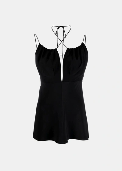 Totême Gathered Silk Halter Top In Black