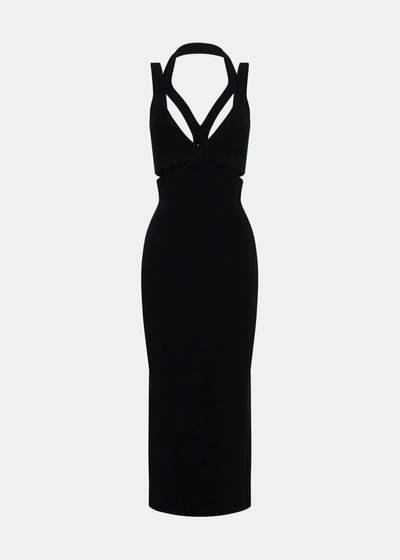 Dion Lee 'interlink' Midi Black Dress With Cut-out Detail In Viscose Blend Woman