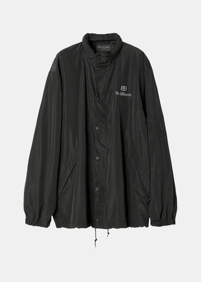 Balenciaga Nylon Oversized Windbreaker In Black