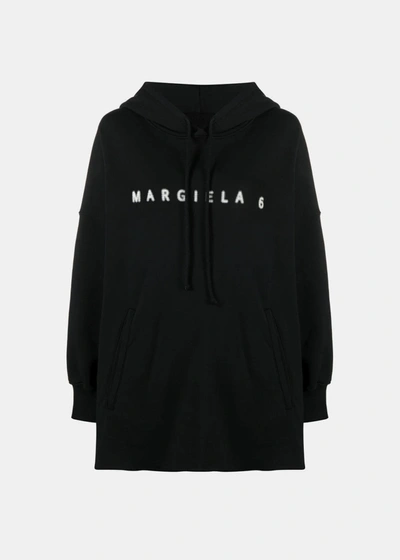 Mm6 Maison Margiela Logo-print Slouchy Hoodie In Black