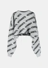 Vetements All-over Logo Printed Cropped Sweater In Grey